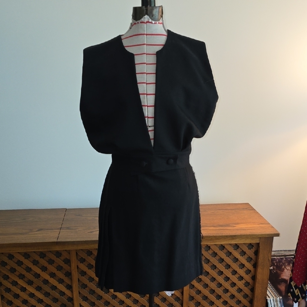 Carole's Creations - Vintage Wool Curling Kilt & Vest in Classic Black